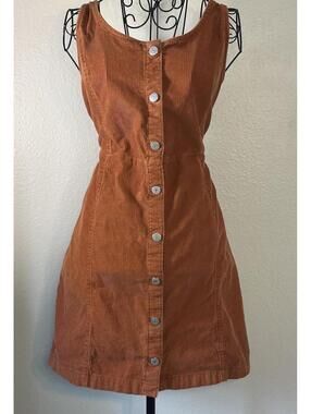 Levi’s Orange Corduroy 90’s Inspired Cottagecore Overall Dress With Pockets